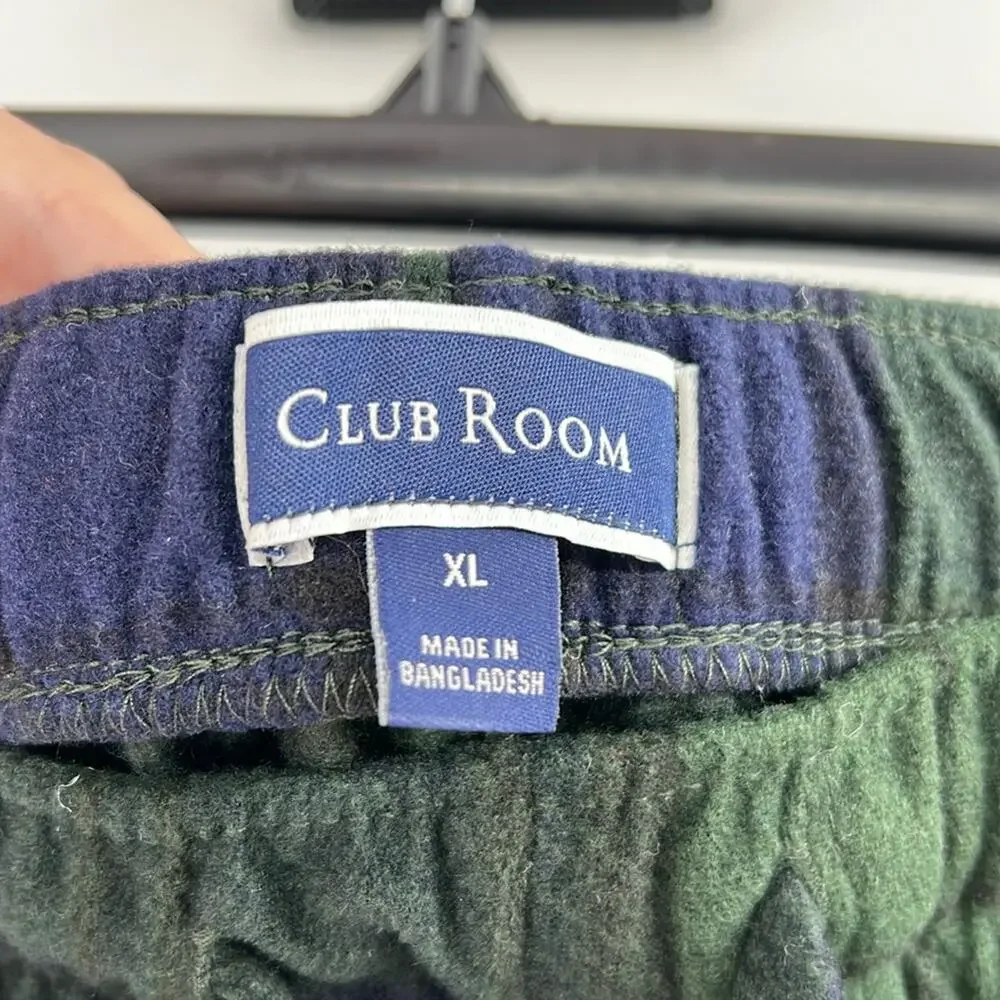 Club Room Men's Fleece Pajama Pants - Green/Blue Plaid - XL - NWT